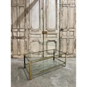 Double-tiered Bronze Coffee Table Attributed To Jacques Quinet