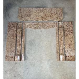 Pompadour Fireplace In Yellow Trets Marble, Louis XV Style, 19th Century