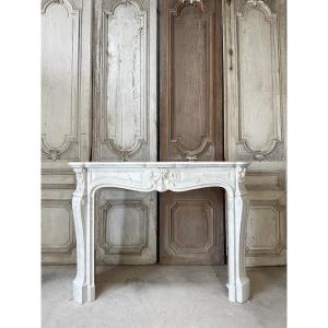 Louis XV Mantel In White Carrara Marble Circa 1880