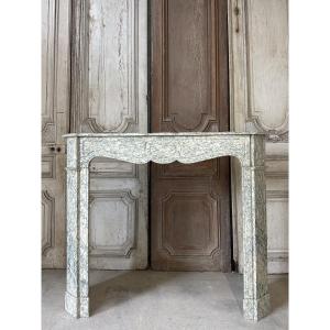 Cheminée de Louis XV pompadour circa 1900 marbre vert d’Estours