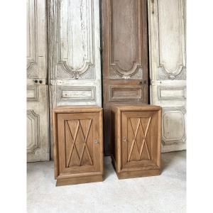 Pair Of Art Deco-style Oak Nightstands