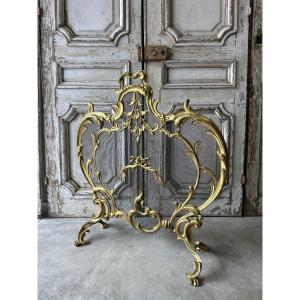 Pare-feu en bronze doré circa 1900 style Louis XV