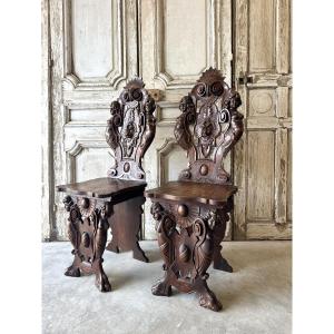 Pair Of Walnut Chairs, Circa 1880