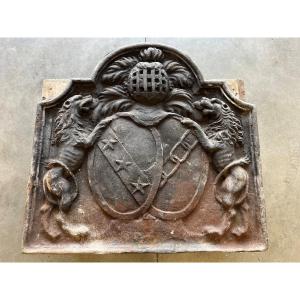 Plaque de cheminée en fonte vers 1700 provenant d’un château en Anjou