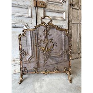 19th-century Napoleon III-style Bronze Fireplace Screen