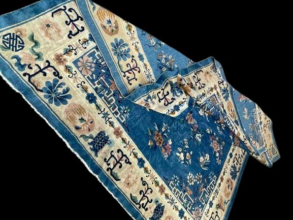 Large Chinese Rug With Antique Finish, Wool, Circa 1980-photo-2