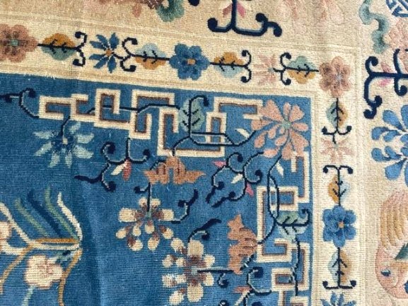 Large Chinese Rug With Antique Finish, Wool, Circa 1980-photo-6