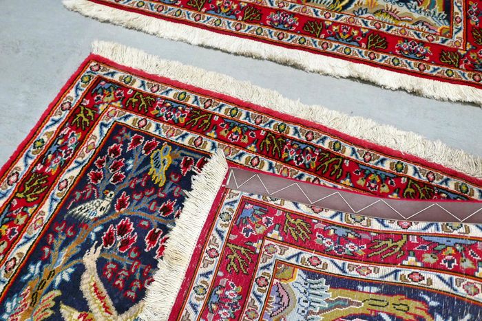 Paire de Tapis Ghoum Laine Et Soie d'Iran (RARE!)-photo-3