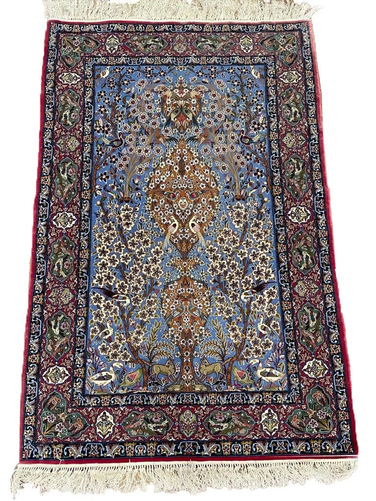 Iran Isfahan Wool And Silk Rug