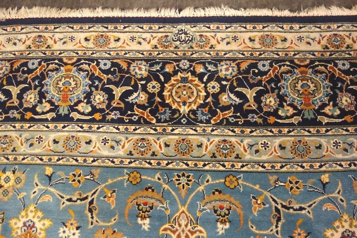 Grand Tapis Persan Keshan Signé Circa 1950-photo-2