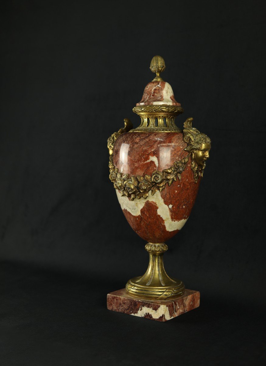 Grand Vase Cassolette De Style Louis XVI Néoclassique Du 19ème Siècle - Urne En Marbre-photo-2