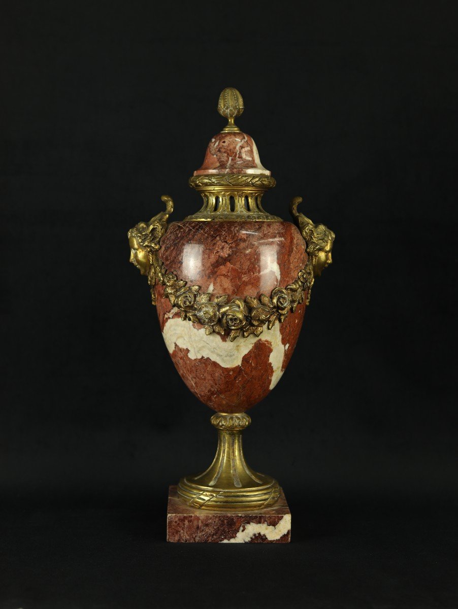 Grand Vase Cassolette De Style Louis XVI Néoclassique Du 19ème Siècle - Urne En Marbre