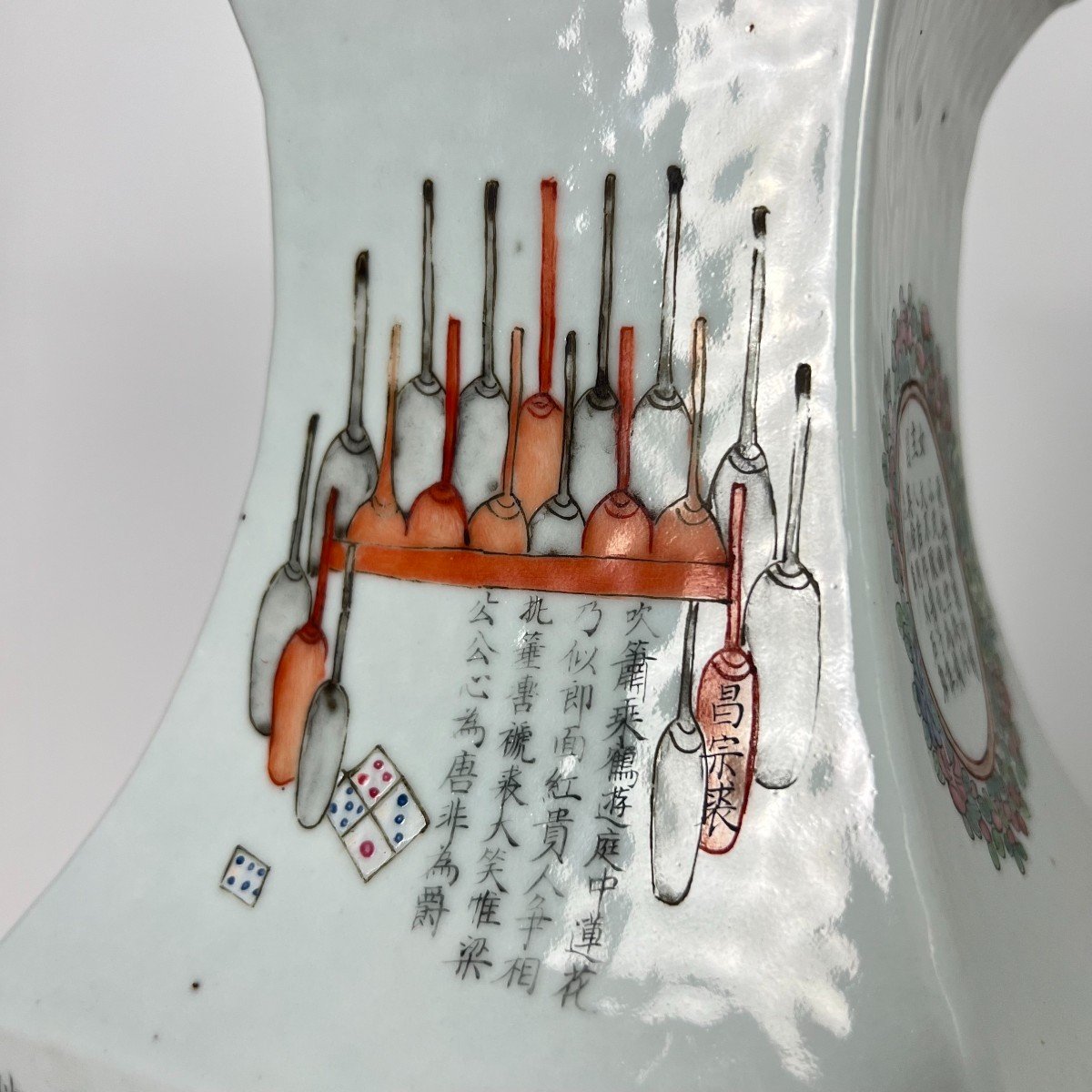Grand Vase Quadrangulaire De Chine - Porcelaine Et émaux XIXe Siècle-photo-5