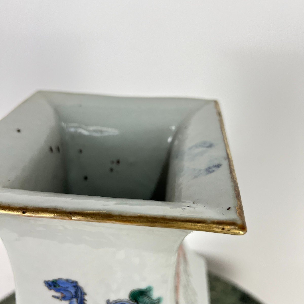 Grand Vase Quadrangulaire De Chine - Porcelaine Et émaux XIXe Siècle-photo-6