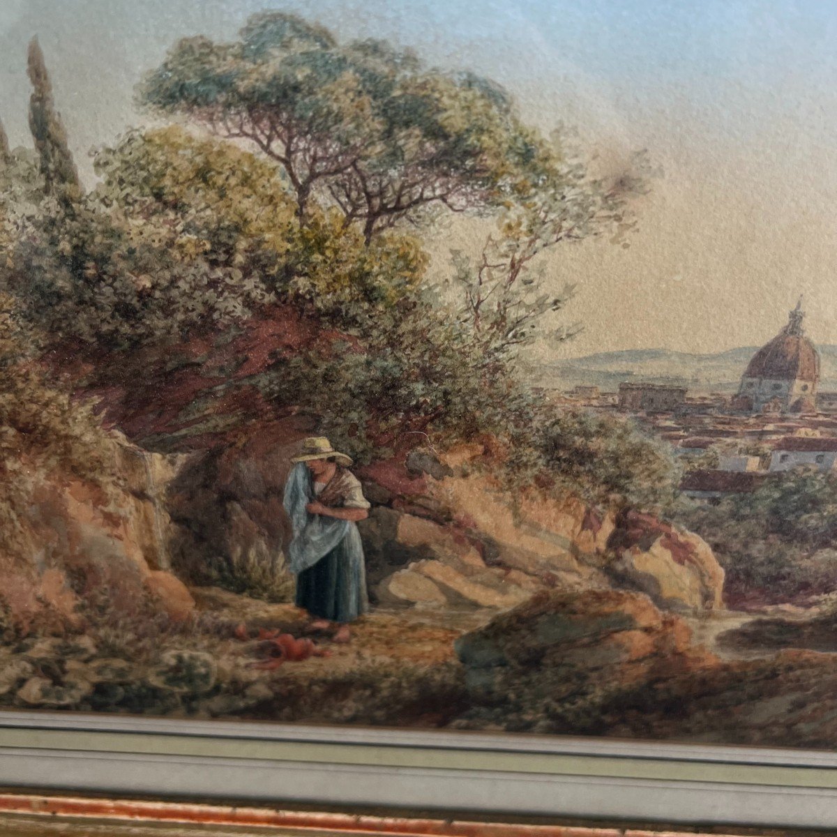 Luigi Garibbo 1858 Italie Florence Peinture Tempera Jeune Femme à La Cruche Brisée XIXe siècle-photo-2