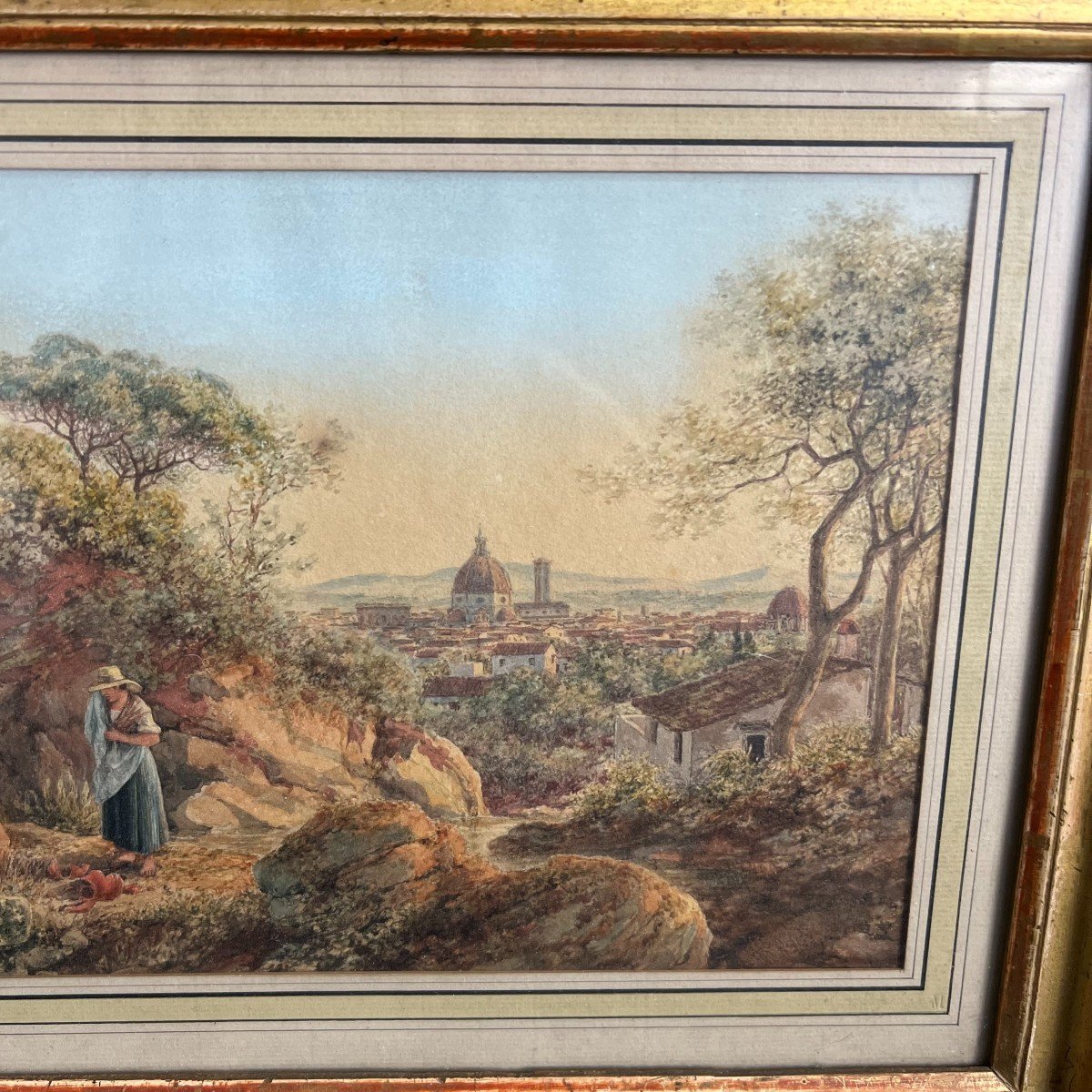 Luigi Garibbo 1858 Italie Florence Peinture Tempera Jeune Femme à La Cruche Brisée XIXe siècle-photo-1