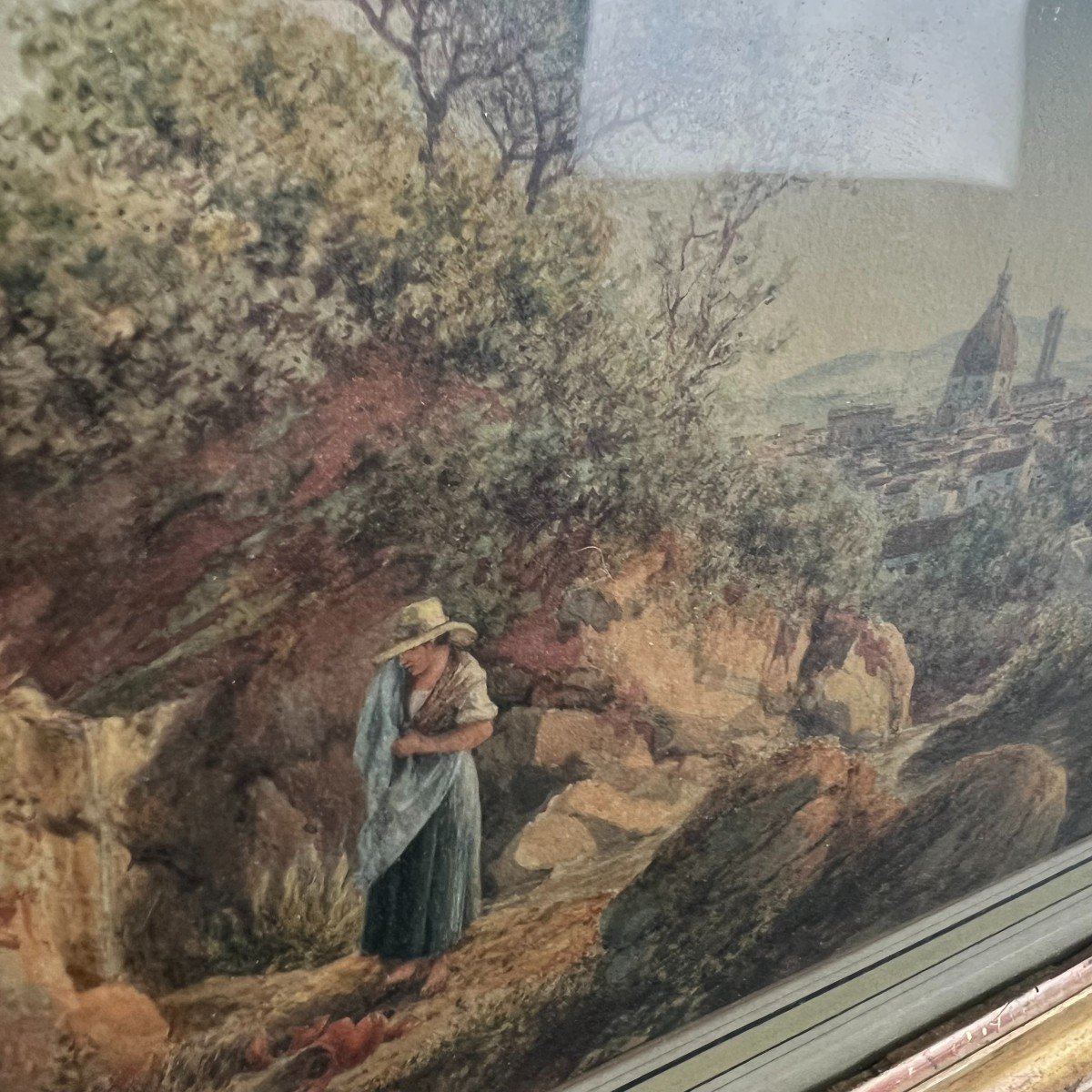 Luigi Garibbo 1858 Italie Florence Peinture Tempera Jeune Femme à La Cruche Brisée XIXe siècle-photo-2