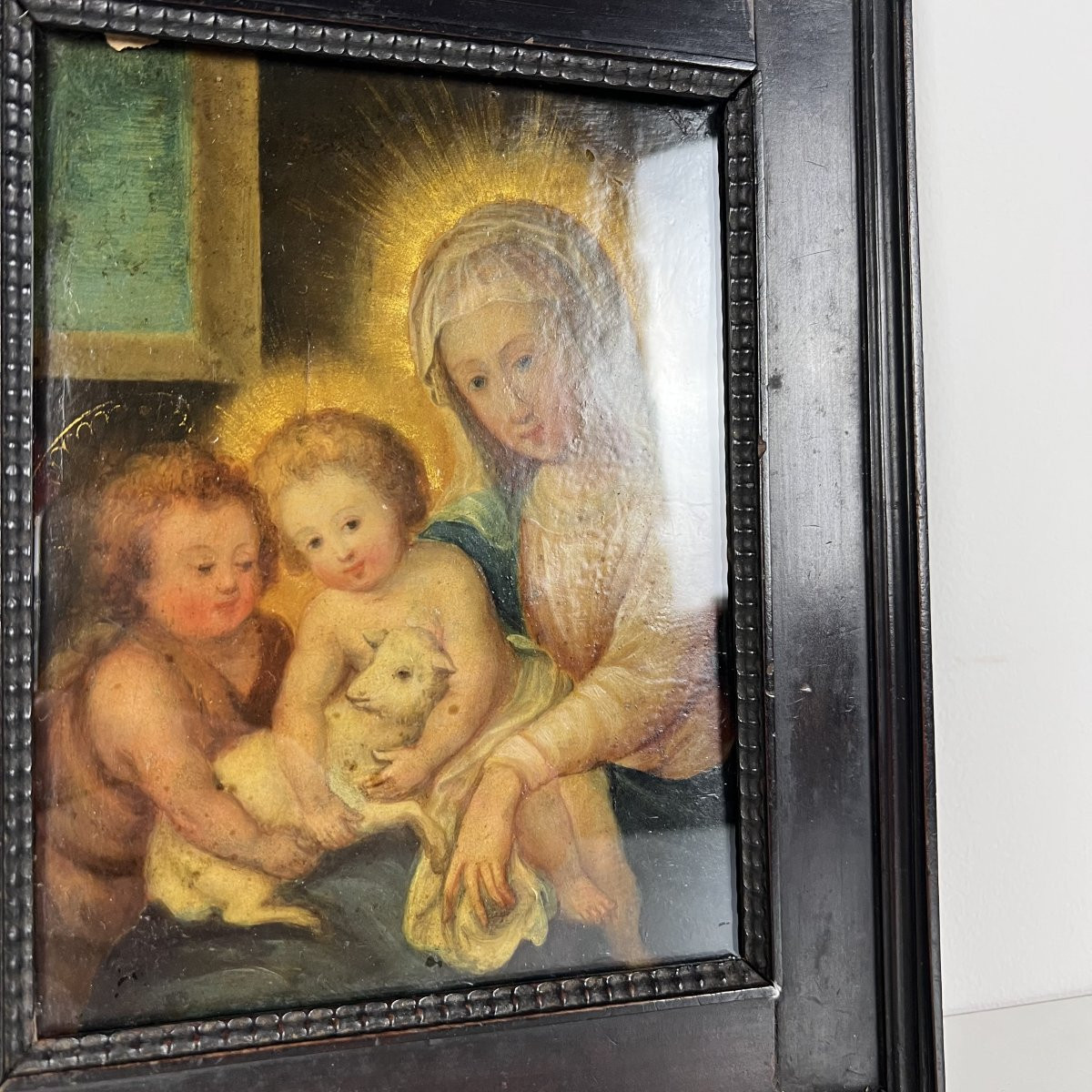 Tableau, Huile Sur Cuivre, XVIIe, XVIIIe Siècle, La Vierge, Saint Jean Baptiste, Le Christ -photo-2