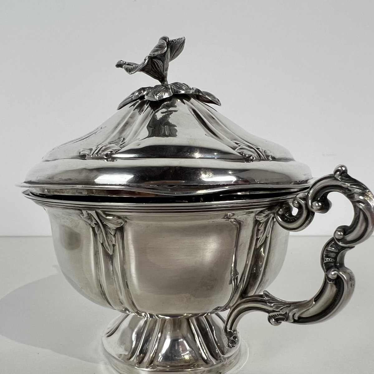 Debain (paris France Before 1864) Two-handled Sugar Bowl And Its Stand - Silver 950-photo-7