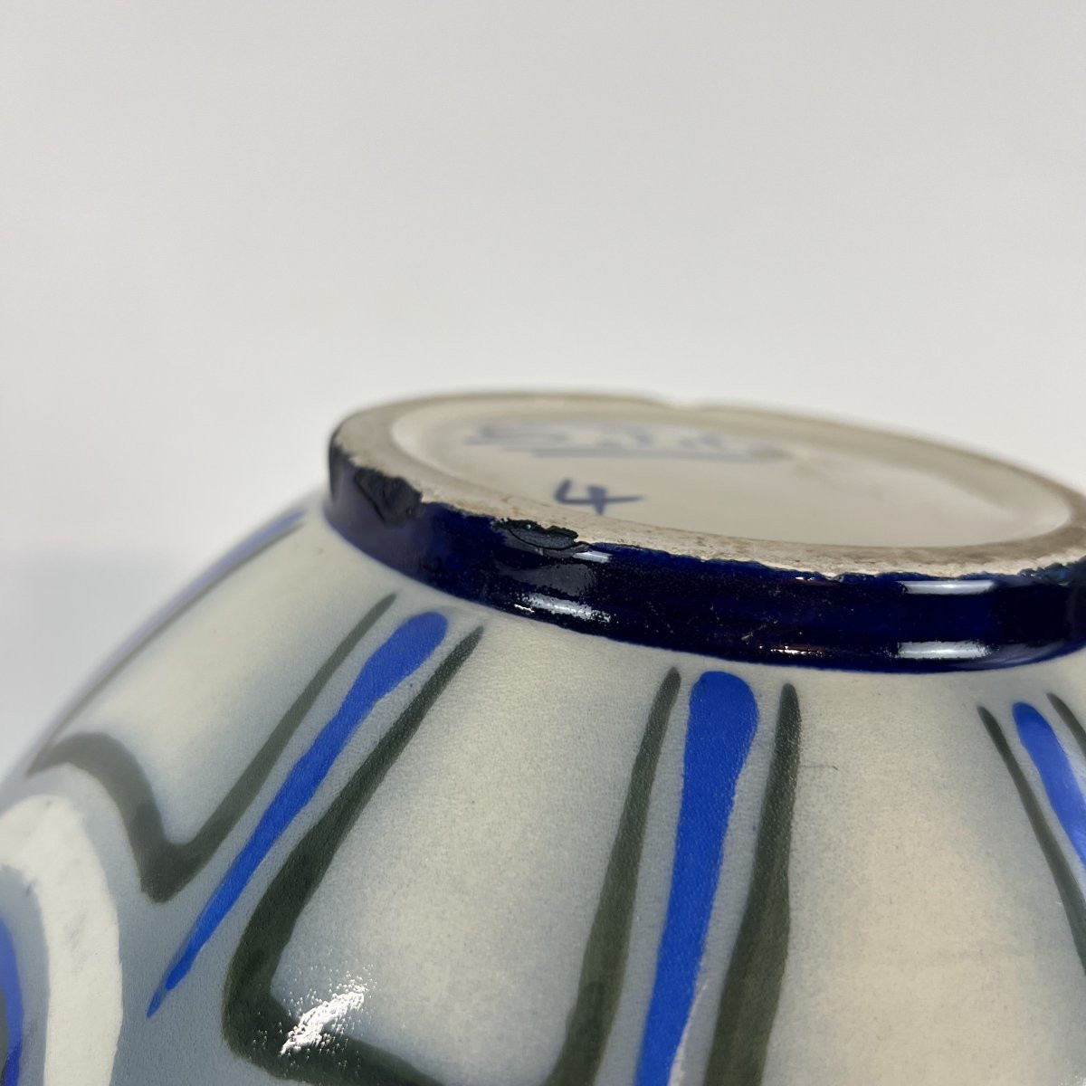 Josette Bonneil - Saint Jean du Désert - Grand Vase boule en faïence émaillée Art Deco-photo-6