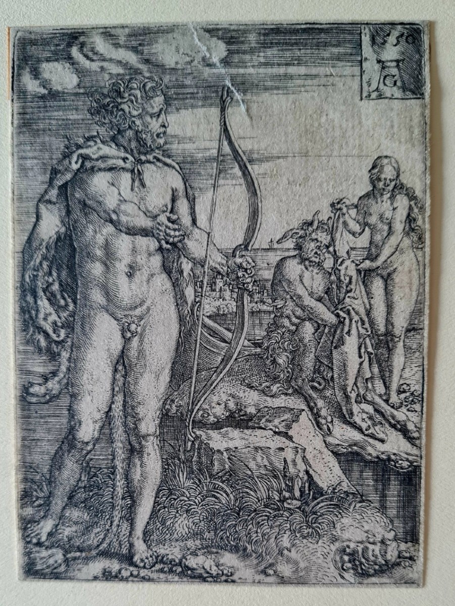 Engraving Of Hercules Killing The Centaur Nessus By Heinrich Aldegrever, 1550