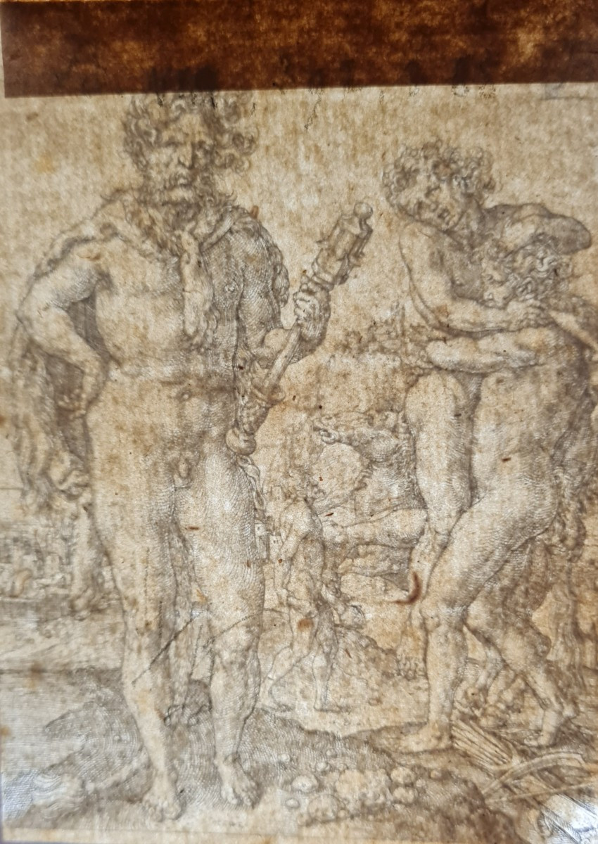 16th Century Engraving Of Hercules Suffocating Antaeus By Heinrich Aldegrever, 1550-photo-2