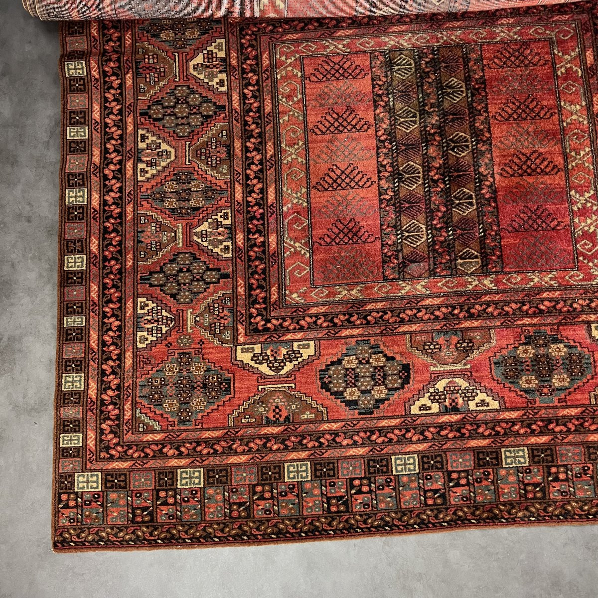 Tapis ancien laine Louis de Poortere Mossoul 200 x 300 cm turkmène, style Boukhara, Ouzbékistan-photo-2