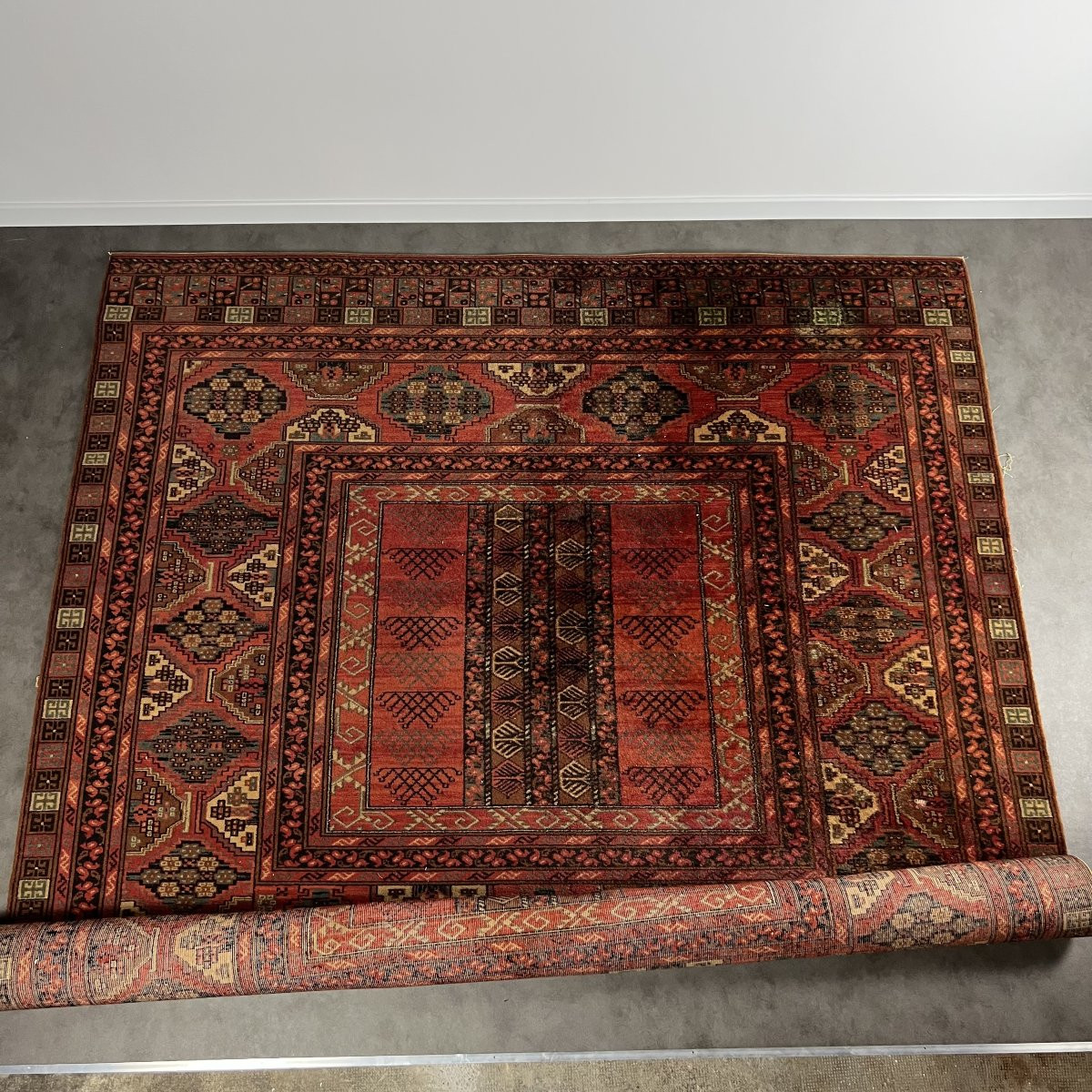 Tapis ancien laine Louis de Poortere Mossoul 200 x 300 cm turkmène, style Boukhara, Ouzbékistan-photo-6