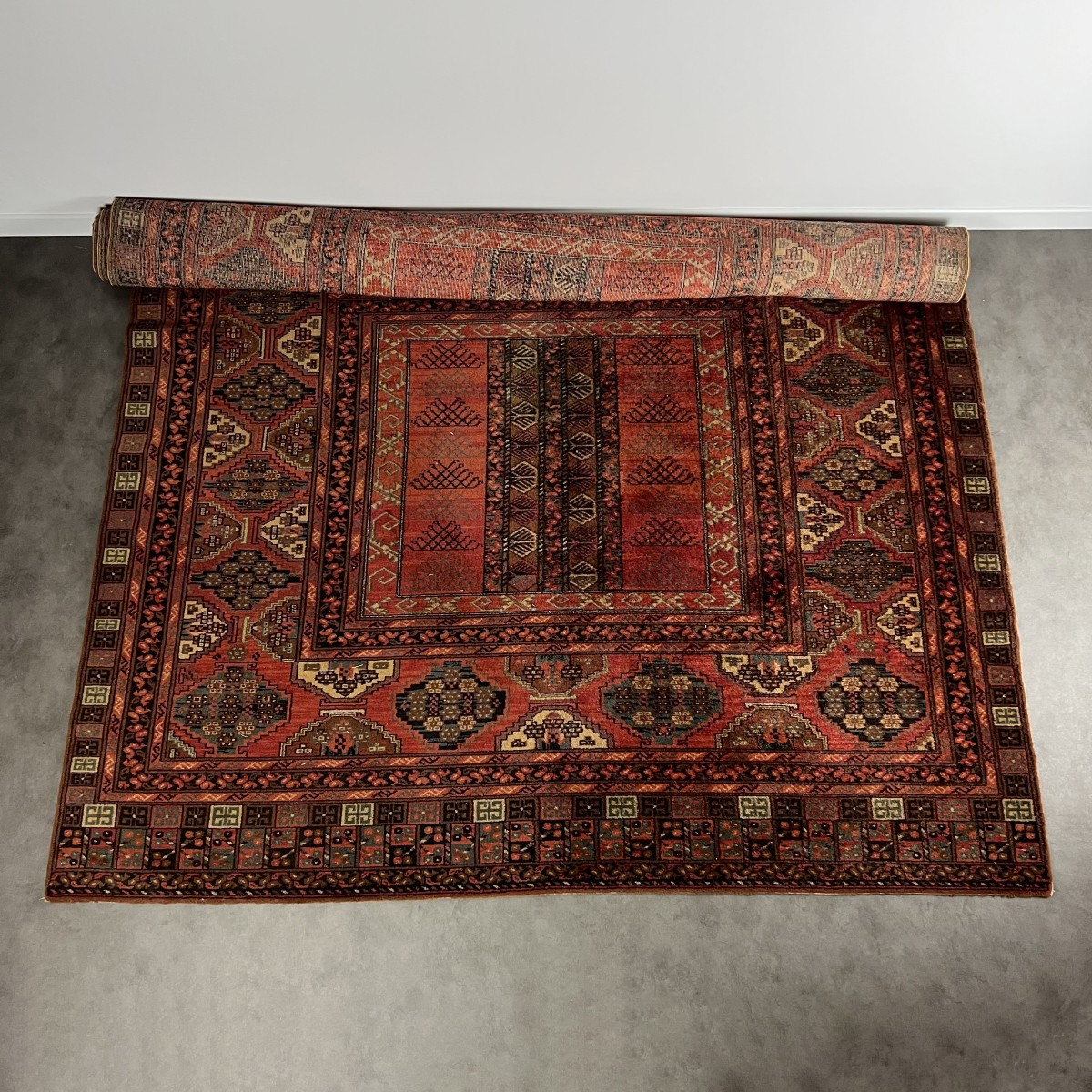 Tapis ancien laine Louis de Poortere Mossoul 200 x 300 cm turkmène, style Boukhara, Ouzbékistan
