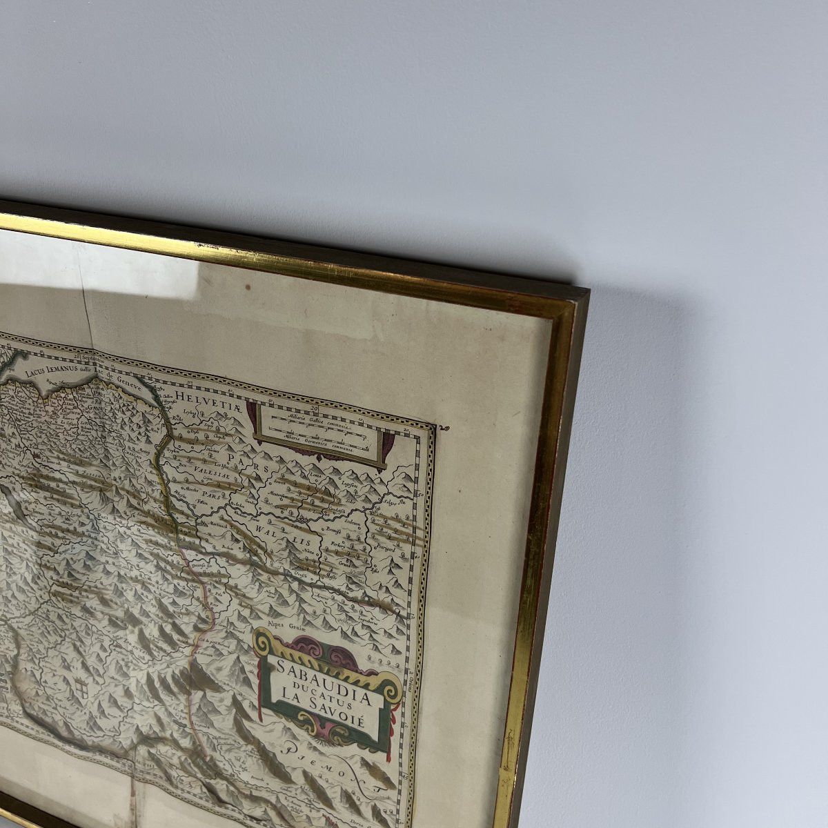 Carte Sabaudia Ducatus La Savoié Gravure aquarellée Judocus HONDIUS 17ème siècle-photo-6