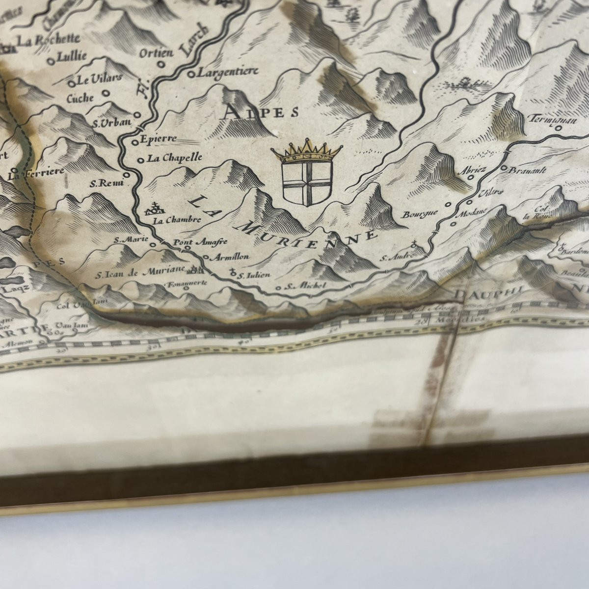 Carte Sabaudia Ducatus La Savoié Gravure aquarellée Judocus HONDIUS 17ème siècle-photo-7