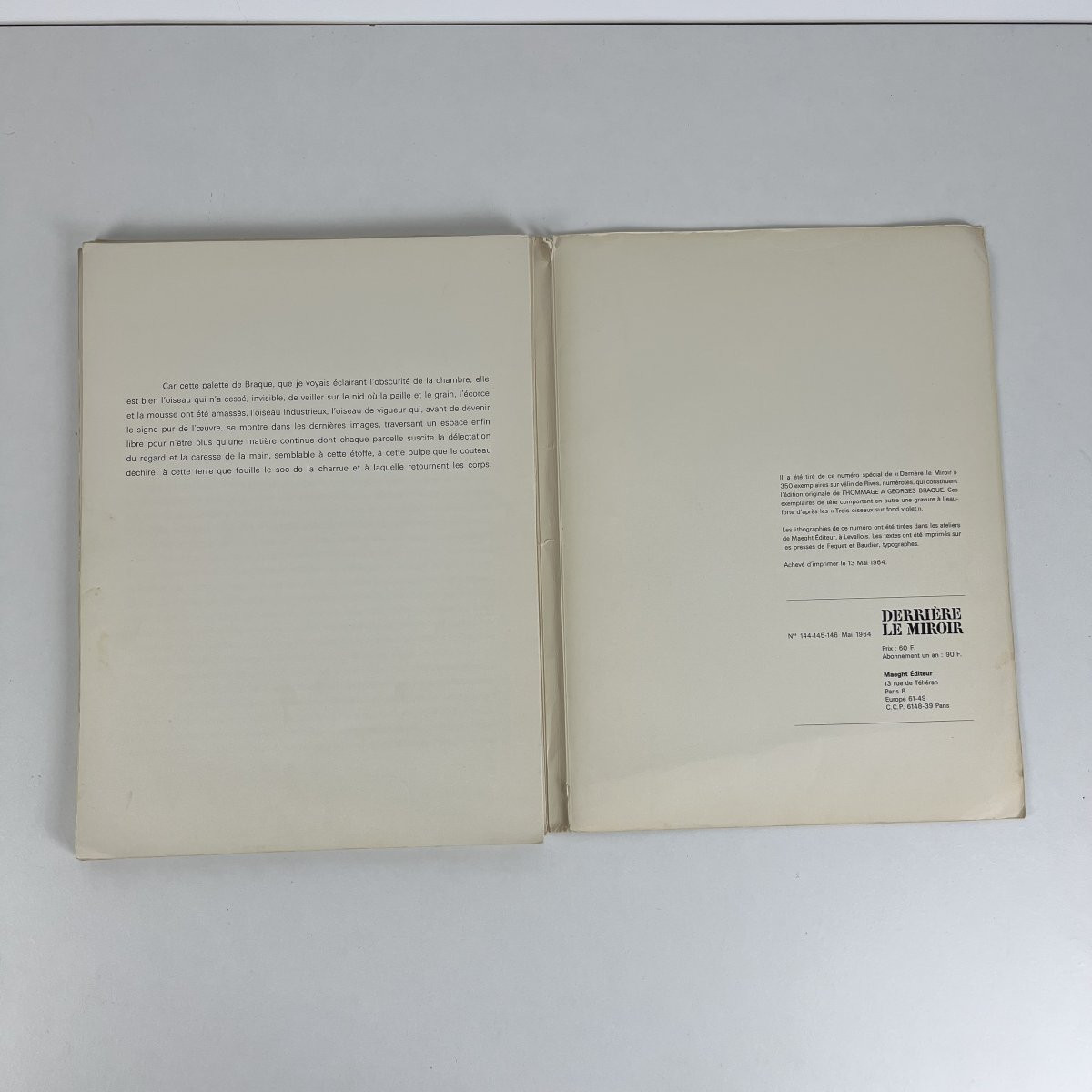 Rare Old Book 350 Copies, Art, Paris, 1964 Homage To Georges Braque - Galerie Maeght-photo-8