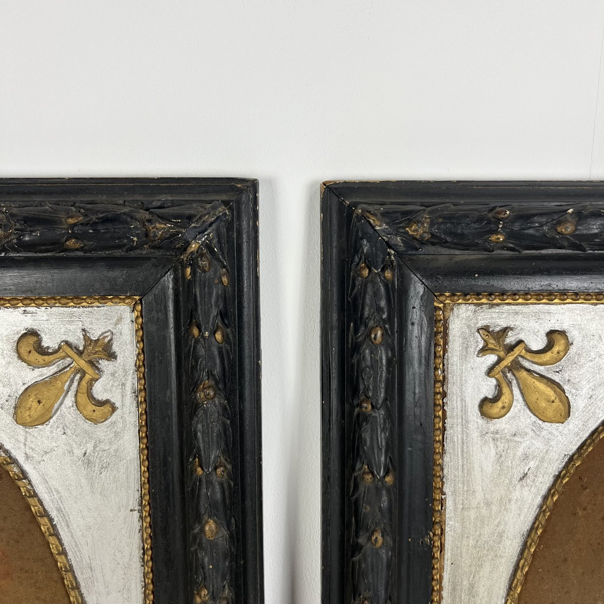 Pair Of Wooden Bas-reliefs - 17th Century Religious Frames - Jesus And The Virgin Mary-photo-6