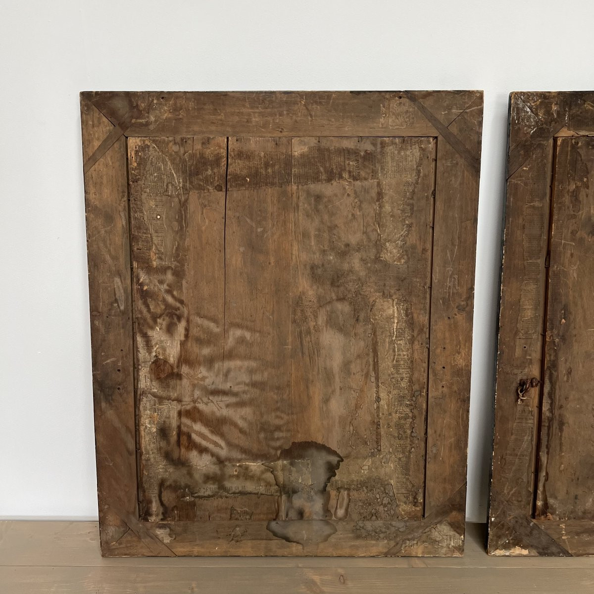 Pair Of Wooden Bas-reliefs - 17th Century Religious Frames - Jesus And The Virgin Mary-photo-7