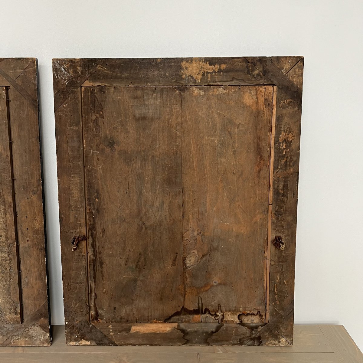 Pair Of Wooden Bas-reliefs - 17th Century Religious Frames - Jesus And The Virgin Mary-photo-8