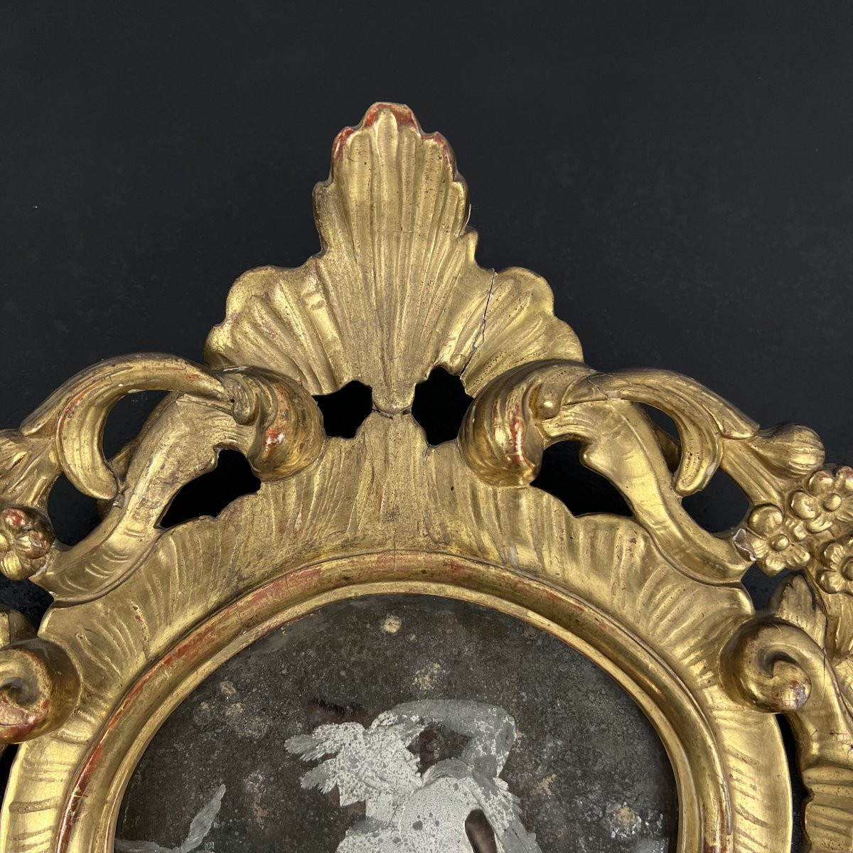 Paire de Miroirs Italiens du XVIIIe siècle gravés de figures mythologiques Diane et Mercure-photo-2