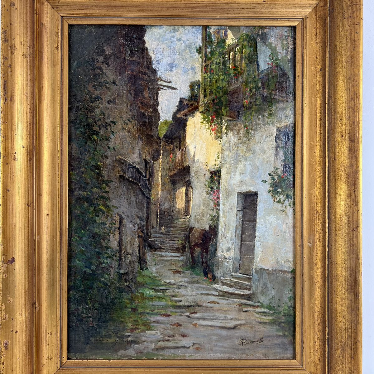 Giovanni Piumati - 1850 1915 - Oil On Canvas - Corso Pascale Turin Alps Italy 19th Century-photo-2