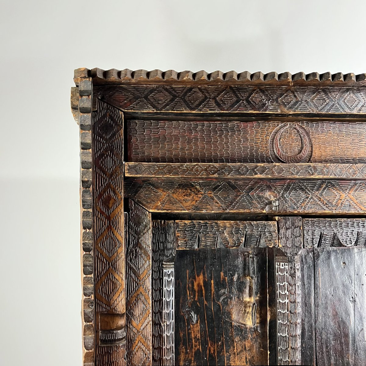 Grande porte afghane en bois sculpté – fin XIXᵉ - Architecture Palais Asie centrale-photo-3