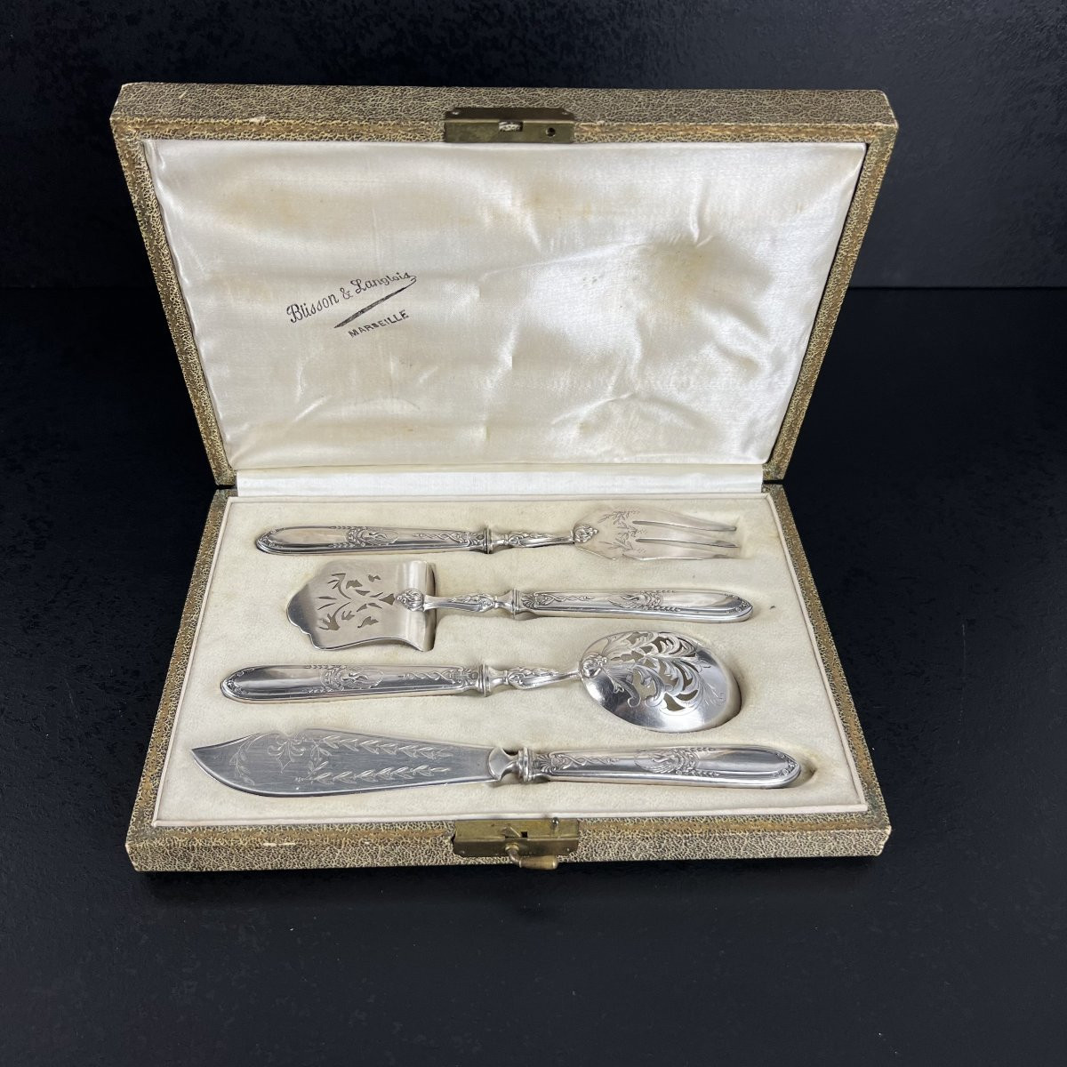 Silver Hors D’oeuvre / Dessert Serving Set, Swan, Caduceus, Napoleon , 19th Century France-photo-2