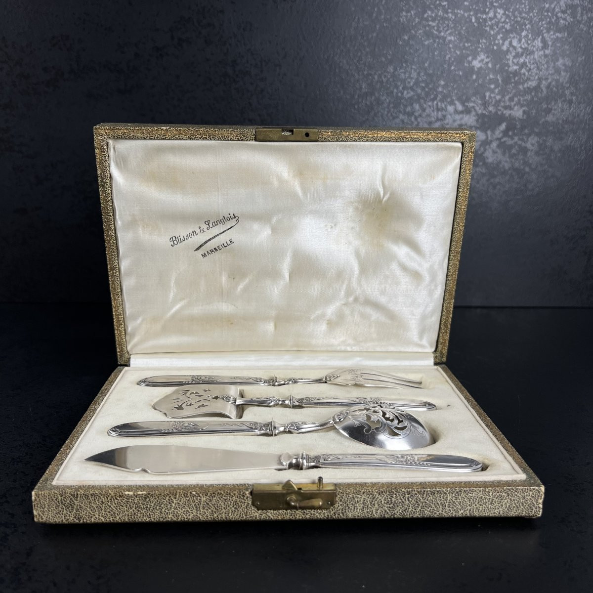 Silver Hors D’oeuvre / Dessert Serving Set, Swan, Caduceus, Napoleon , 19th Century France-photo-7