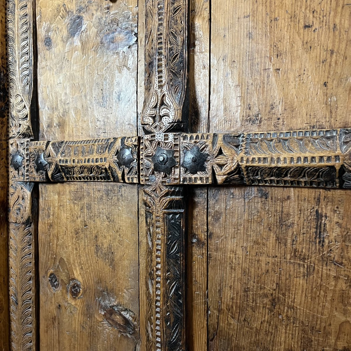 Ancienne Porte de Palais Indien en Bois Sculpté - Architecture, Travail Artisanal du XXe siècle-photo-7