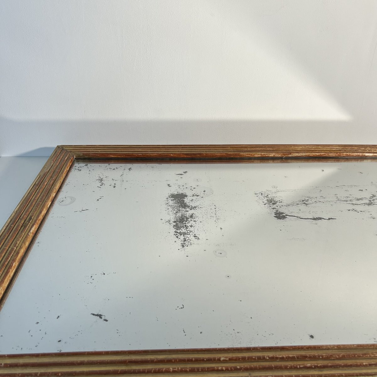 Antique Large Louis XVI Period Mirror In Giltwood And Mercury Glass, 18th Century France-photo-3