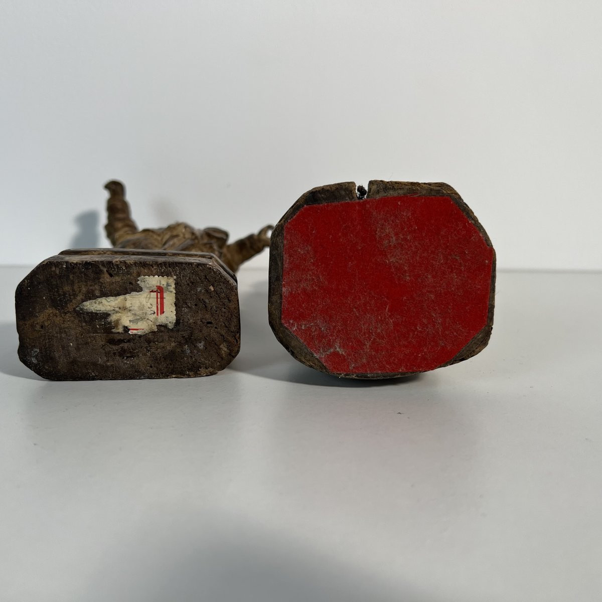 Paire de statuettes sculptures en bois, Saints personnages, XVIIIe siècle, Art Sacré religieux-photo-7