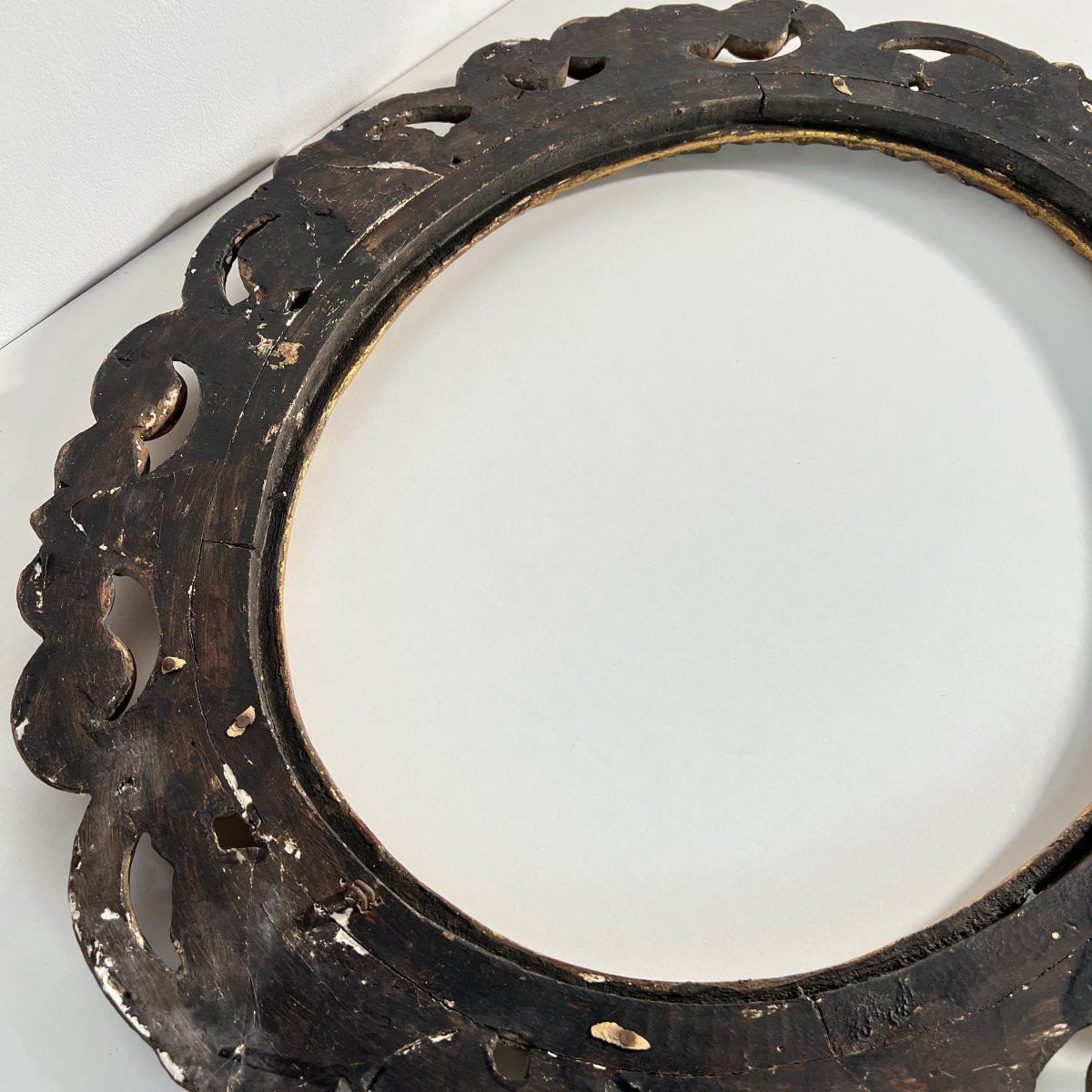 Oval Frame In Wood And Gilt Stucco With Acanthus, France 19th Century, Louis XV Style, 72x62 Cm-photo-7