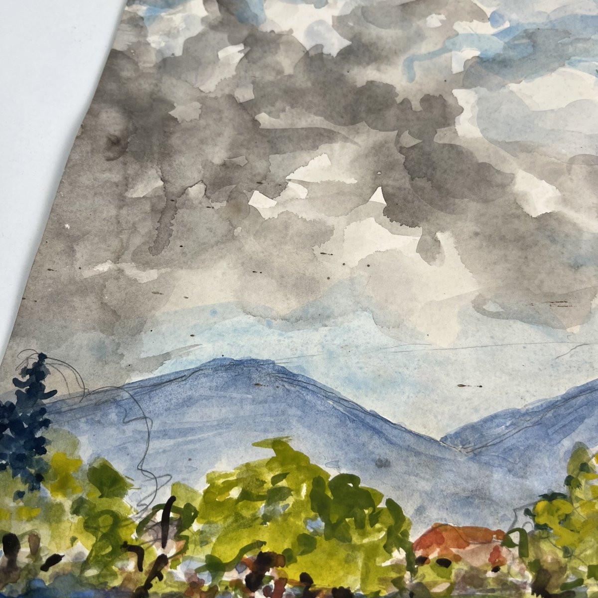 Tableau, André Charles Lambert (1892-1985) - Paysage De Montagne, Alpes Suisses, Aquarelle-photo-2