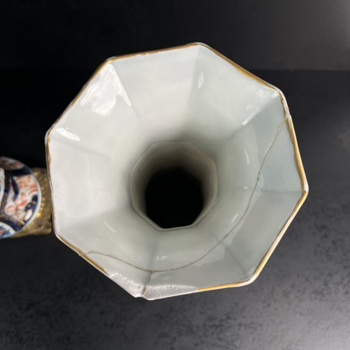 Pair Of Imari Trumpet-shaped Vases, Porcelain And Gilt Bronze, 18th And 19th Centuries, Compagnie Des Indes-photo-2