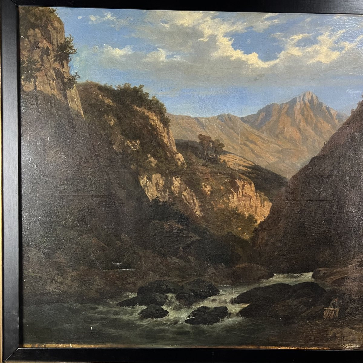 CHERET, Lachaume de Gavaux - XIXe siècle - Huile sur toile, Paysage romantique-photo-3