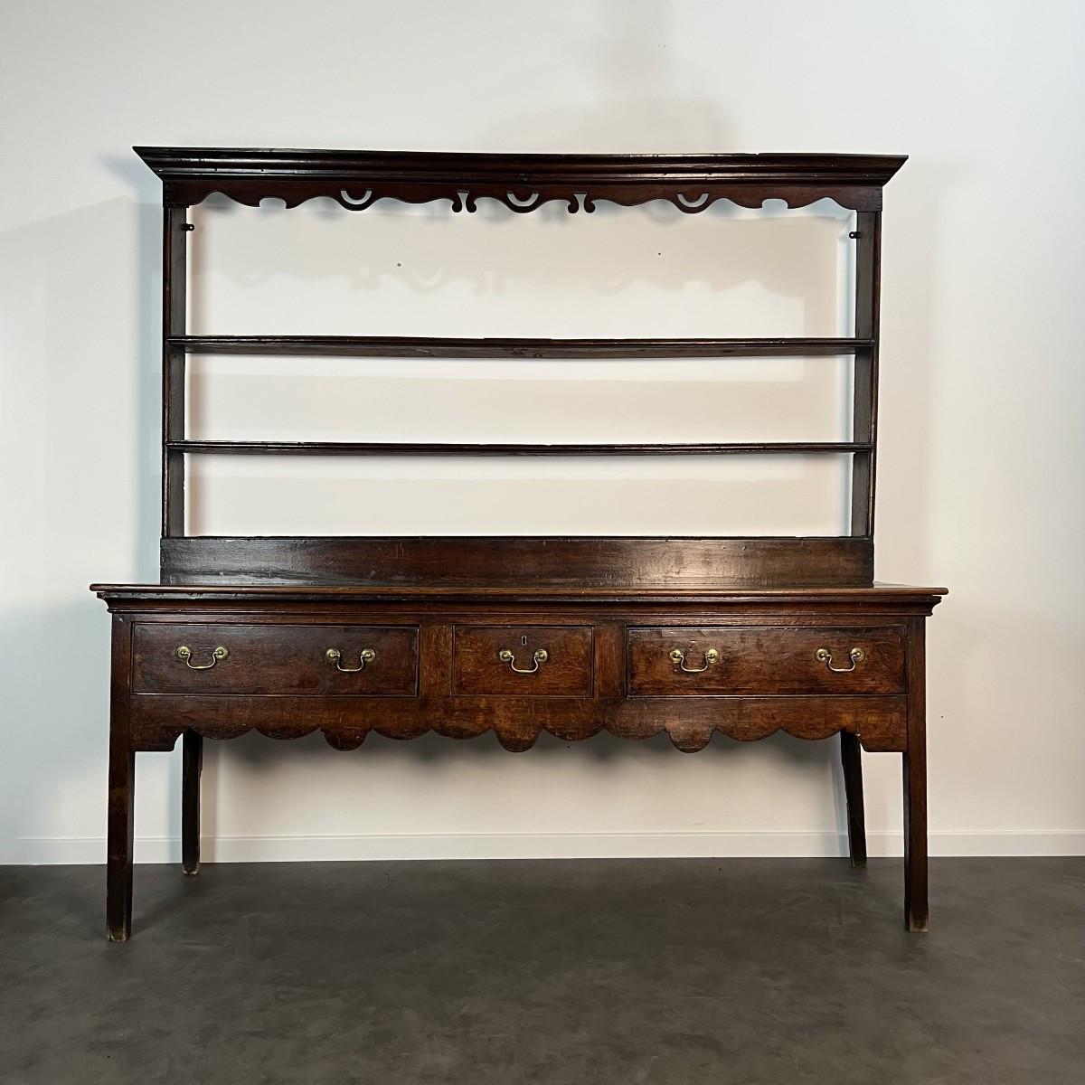 Large English Sideboard, Buffet, Dresser, Solid Oak, George III Period, 19th Century
