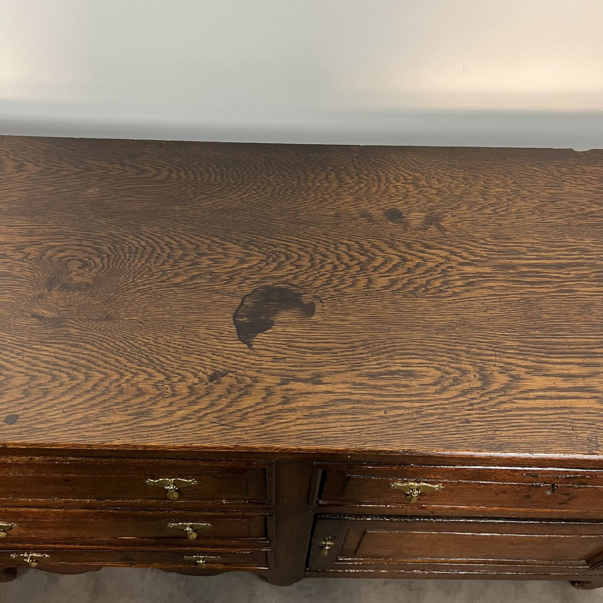 Large English Sideboard, Solid Oak Buffet, George I Or George II Period, 18th Century-photo-5