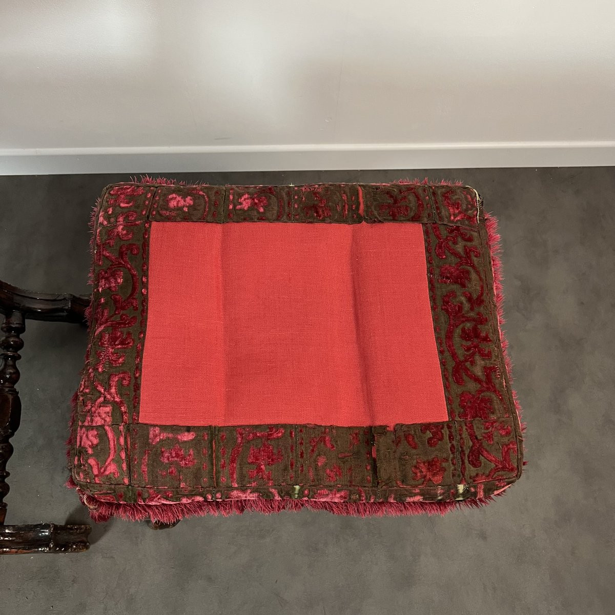 Fauteuil Curule, X-frame chair, William & Mary avec son repose-pied XVIIe siècle-photo-2